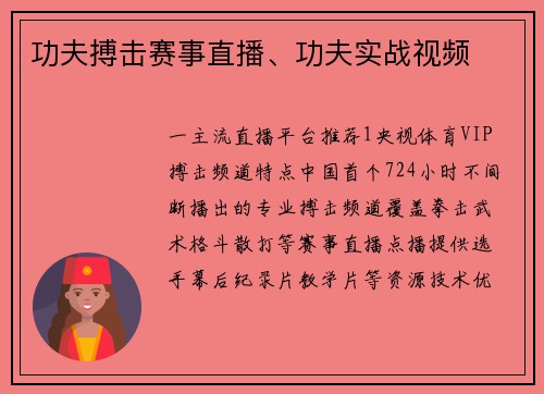 功夫搏击赛事直播、功夫实战视频
